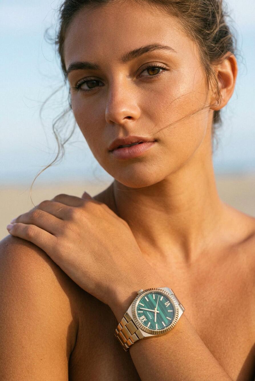NEW FOSSIL es5334 analog watch in emerald green/gold